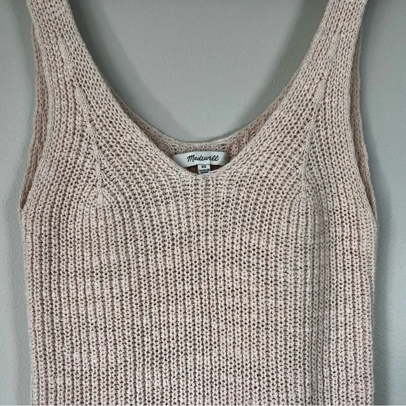 Madewell Women's XS Soft Pink Monterey Sweater V-Neck Tank Top Cotton Blend - Picture 5 of 11